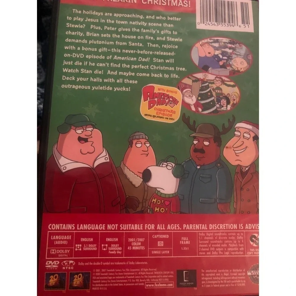 Family Guy Freakin Christmas DVD Bonus American Dad Episode Holiday Special